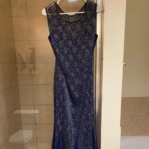 Cardalite Wassen Navy and Gold Floral Gown